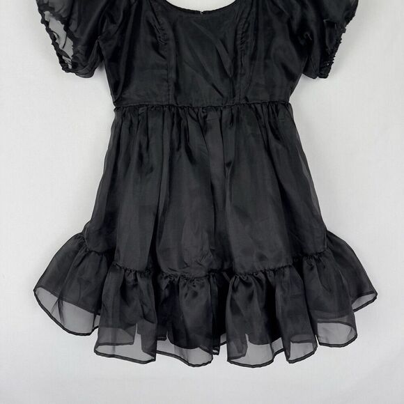 Hot Topic Dress Womens‎ Large Black Chiffon Fit & Flare Whimsigoth Grunge Witchy - Picture 4 of 16